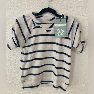 Girls CHASER NWT soft Stripped Short Sleeve top Blouse Blue Ivory Size 6 Preppy